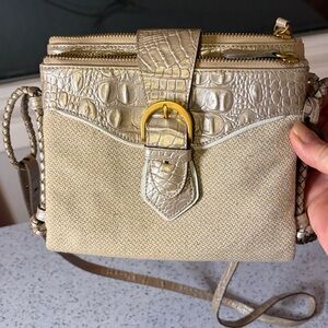 Brahmin Mojito Metallic Leather Crossbody Organizer Purse Croc Bag